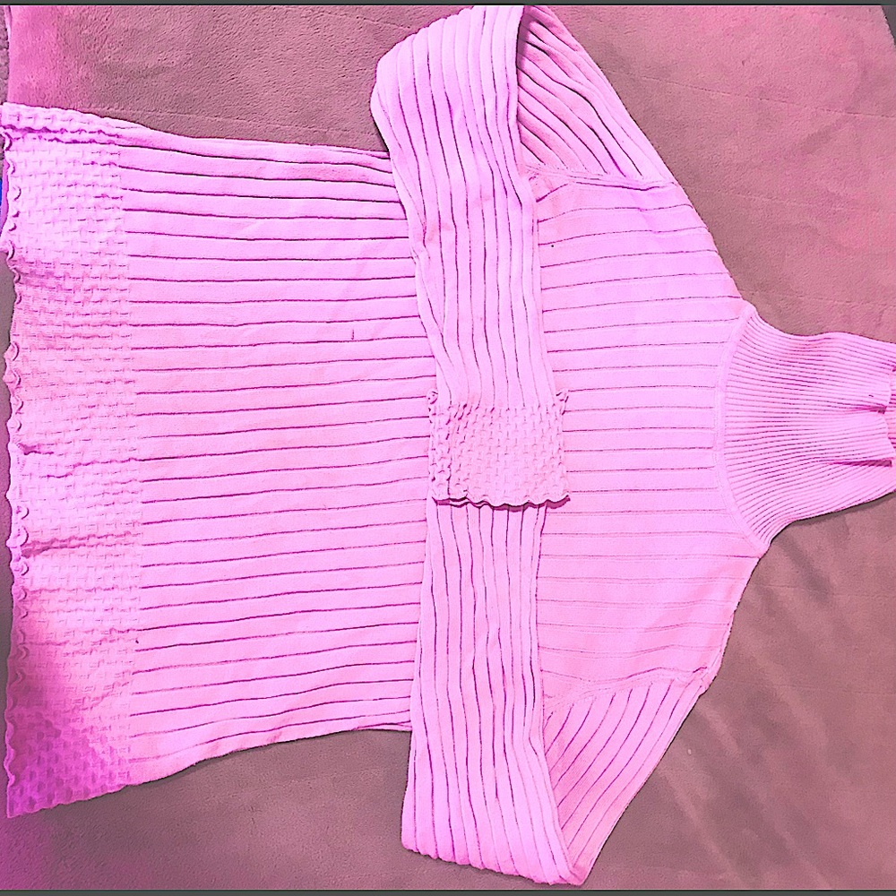 Three shirts. pink shirt:XL, blue-white striped shirt:small, flannel:small.